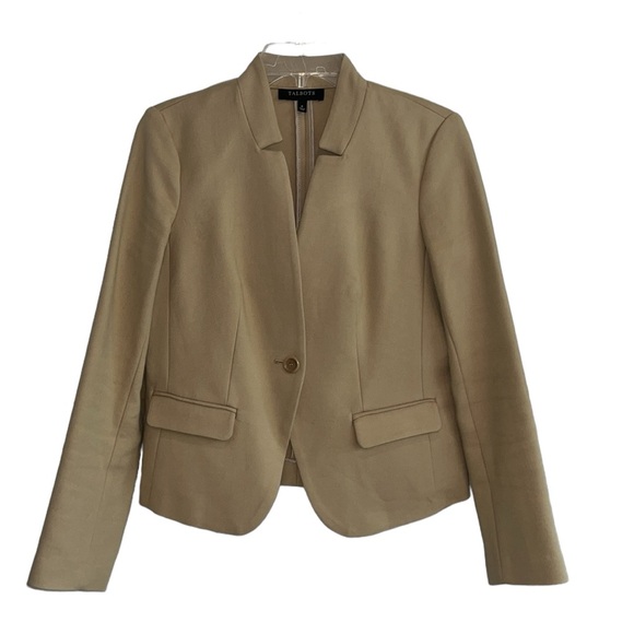 Talbots Jackets & Blazers - Talbots Camel Knit One Button Closure Blazer Size 6